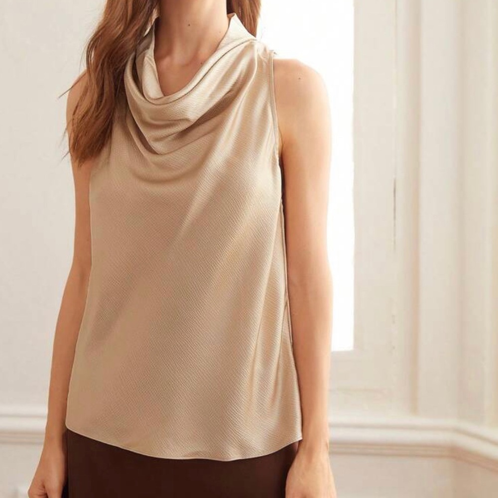 MOTF Premium Draped Sleeveless Textured Satin Top